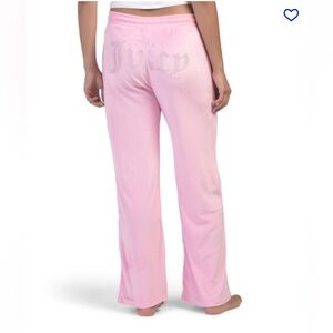 Juicy Couture Women's Velvet Velour Pink Lounge Pants Rhinestone Logo Flare Leg